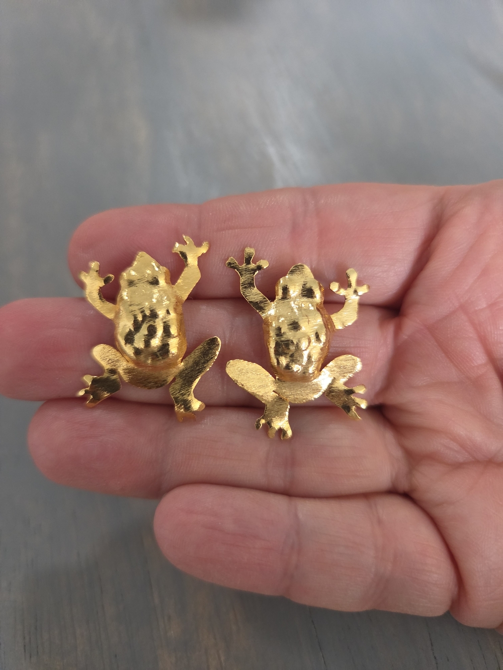 Gold Frog Clip-On Earrings - Pair